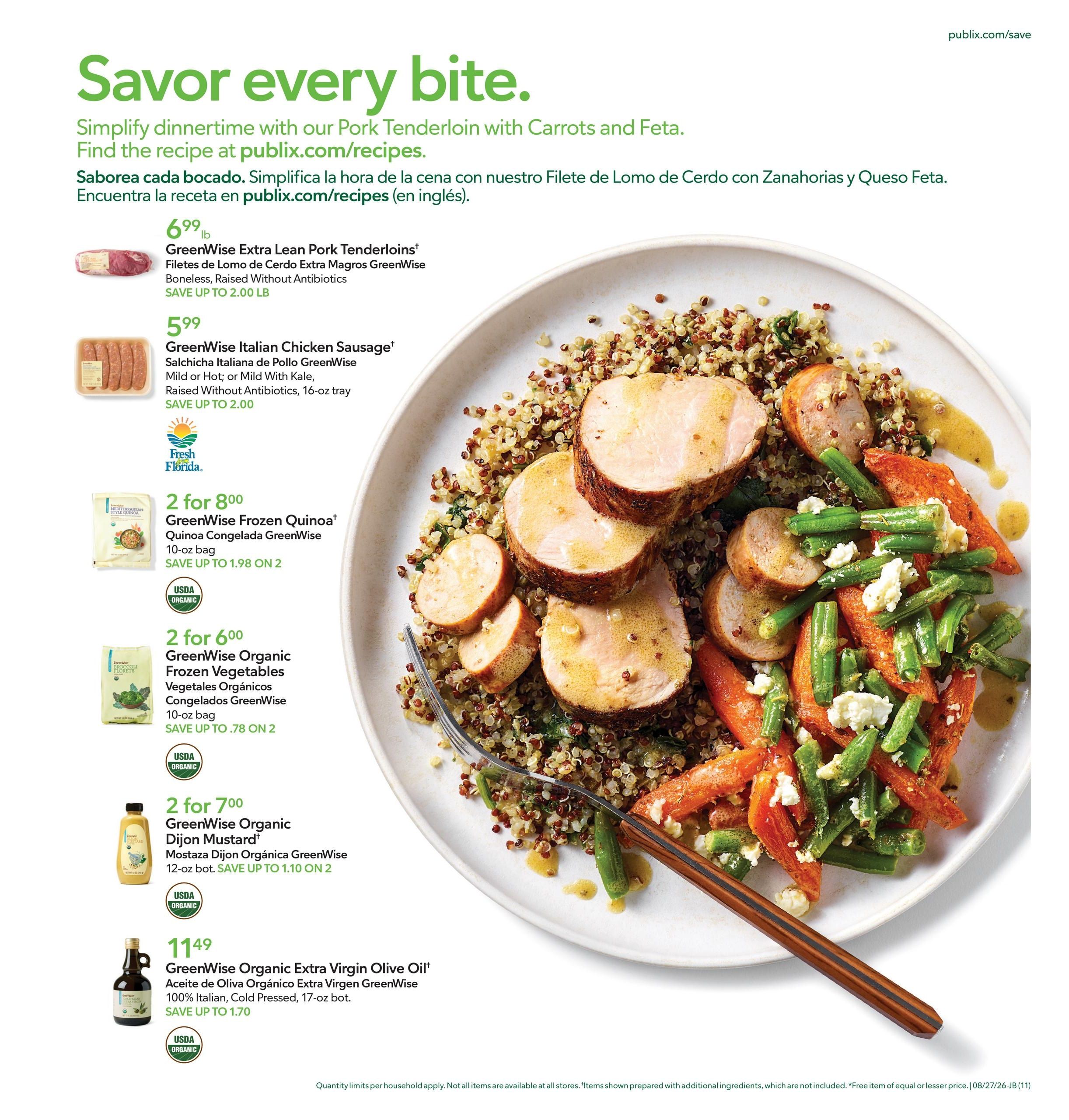 Publix (Savannah–Richmond Hill Area, GA) Anuncio Semanal Español Weekly Ad August 26 - September 1, 2026