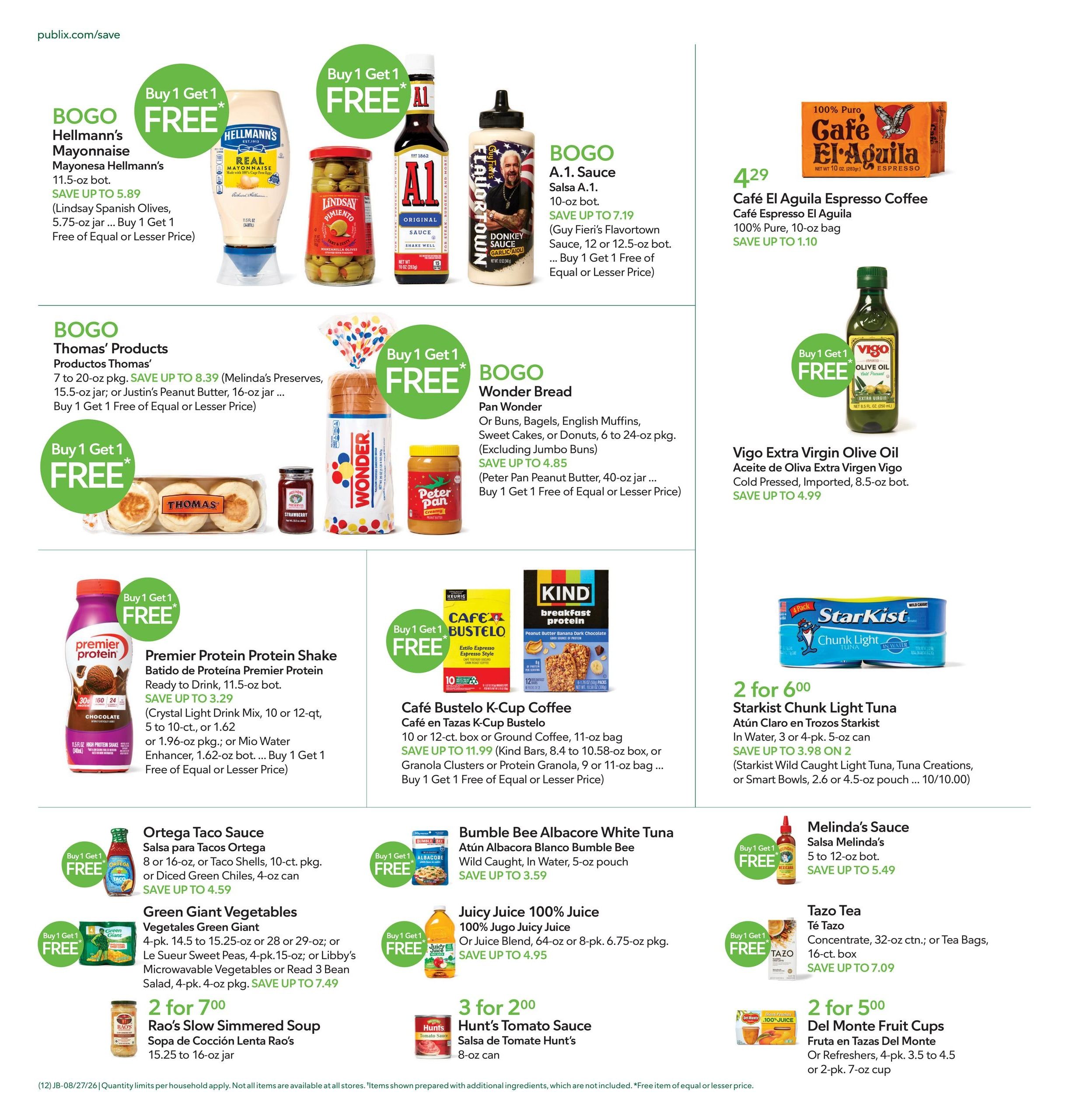 Publix (Savannah–Richmond Hill Area, GA) Anuncio Semanal Español Weekly Ad August 26 - September 1, 2026