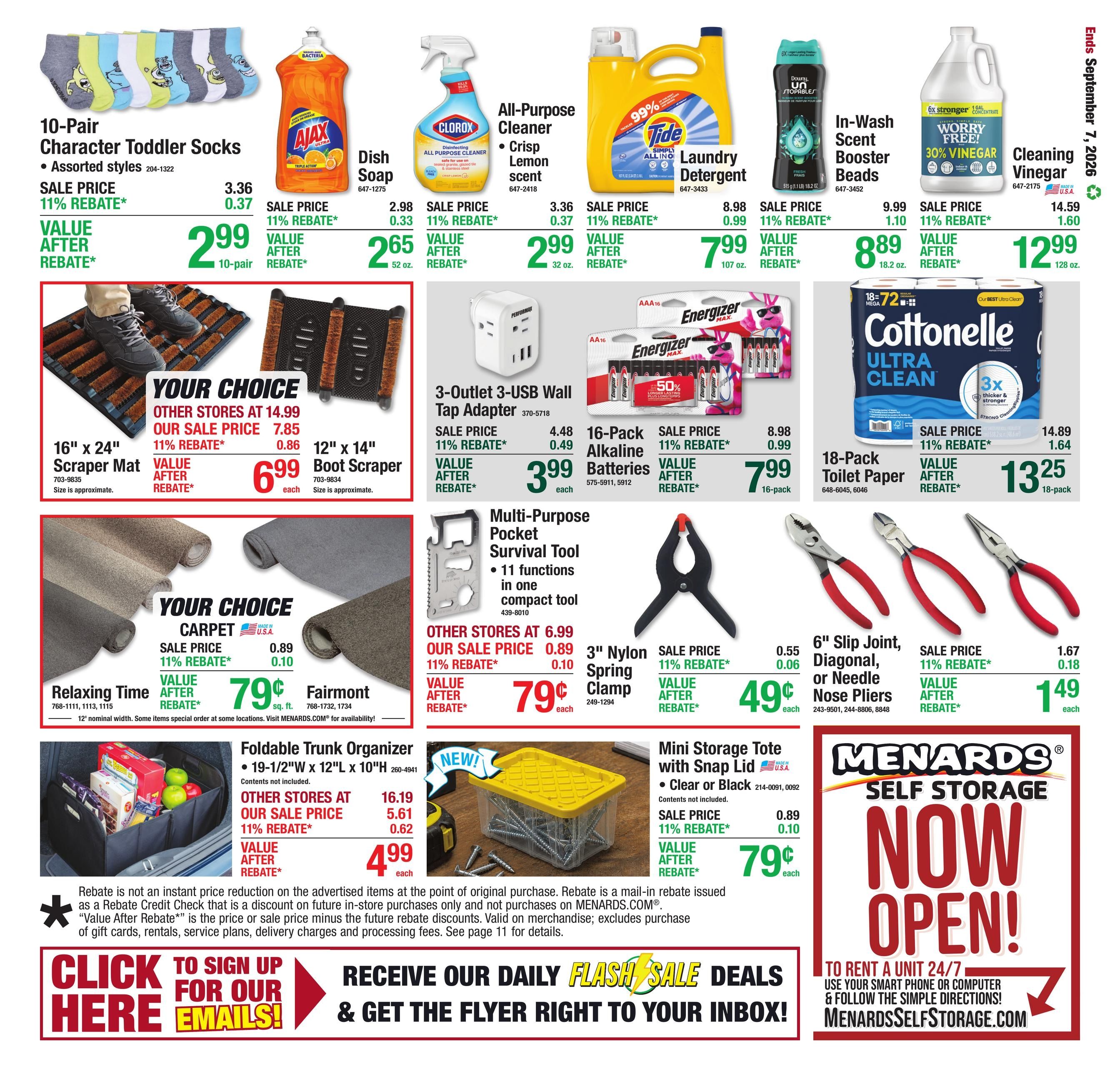 Menards (Sweet Springs–Otterville Area, MO) 11% Rebate Sale Weekly Ad August 26 - September 7, 2026