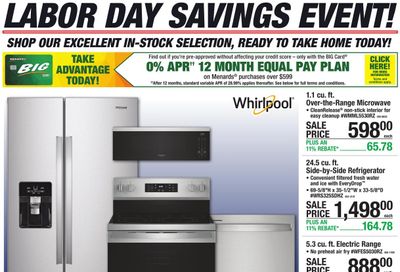 Menards Appliance Event Weekly Ad August 26 - September 7, 2026