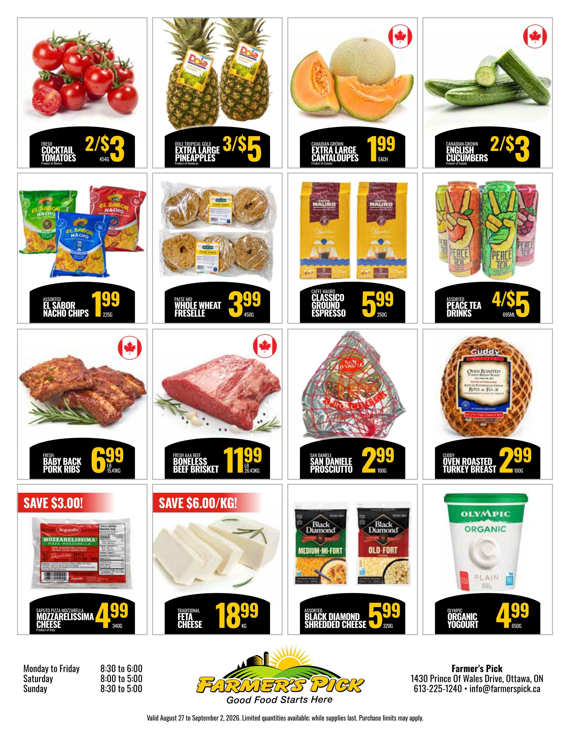 Farmer's Pick Flyer August 27 to September 2