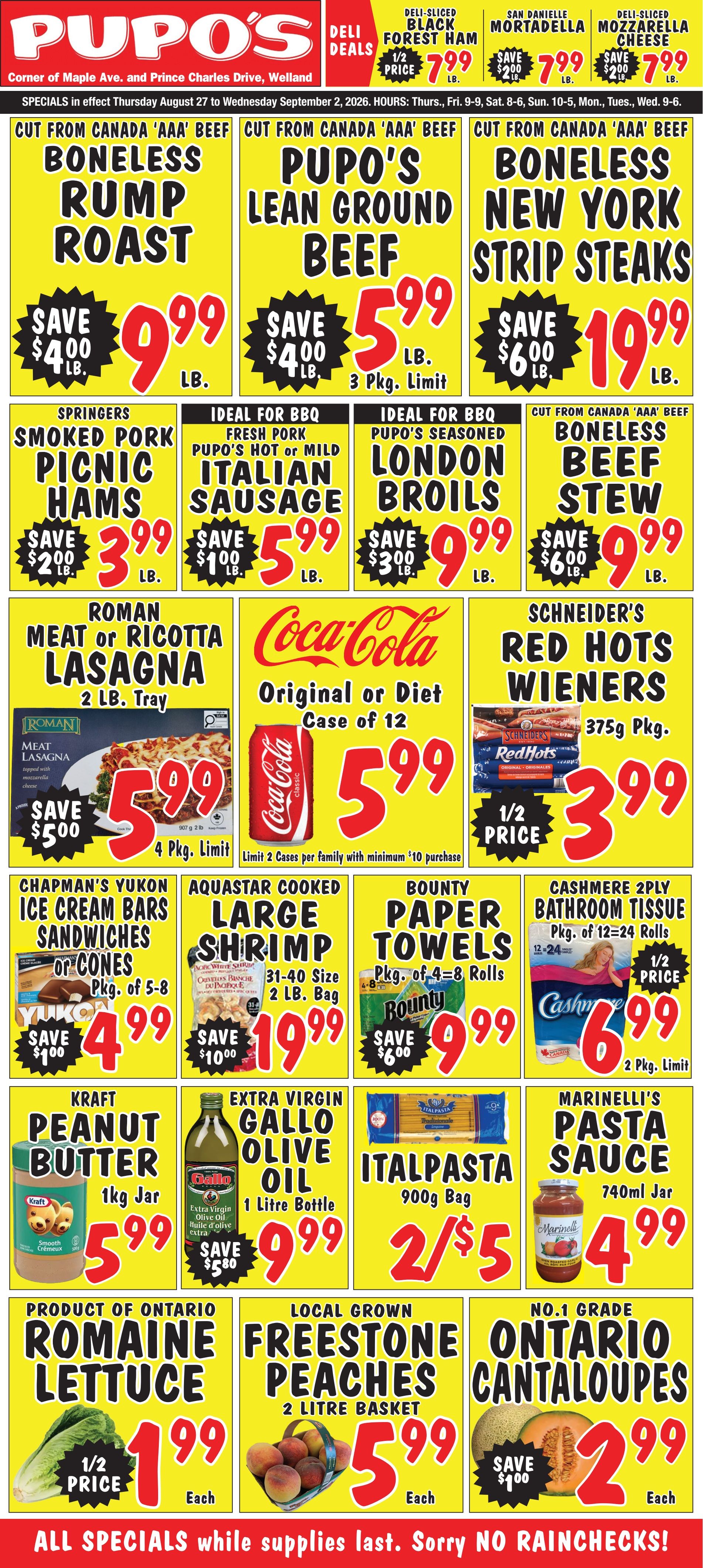 Pupo's Food Market Flyer August 27 to September 2