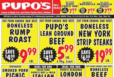 Pupo's Food Market Flyer August 27 to September 2