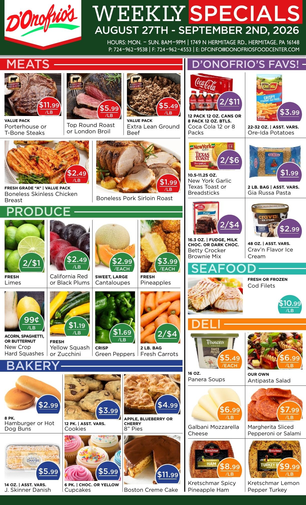 D'Onofrio's Food Center Weekly Ad August 27 - September 2, 2026