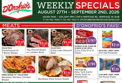 D'Onofrio's Food Center Weekly Ad August 27 - September 2, 2026
