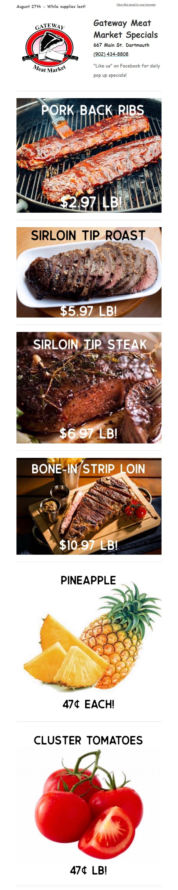 Gateway Meat Market Flyer August 27 to September 2