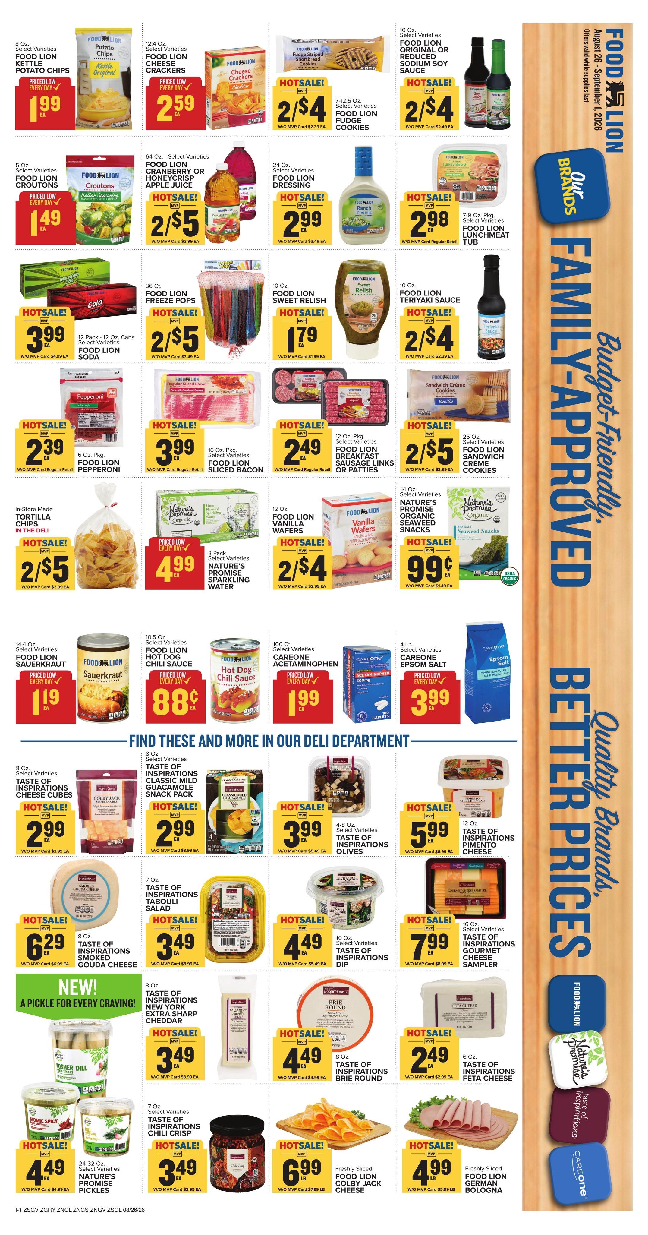 Food Lion (Casar-Rhodhiss Area, NC) Weekly Ad August 26 - September 1, 2026