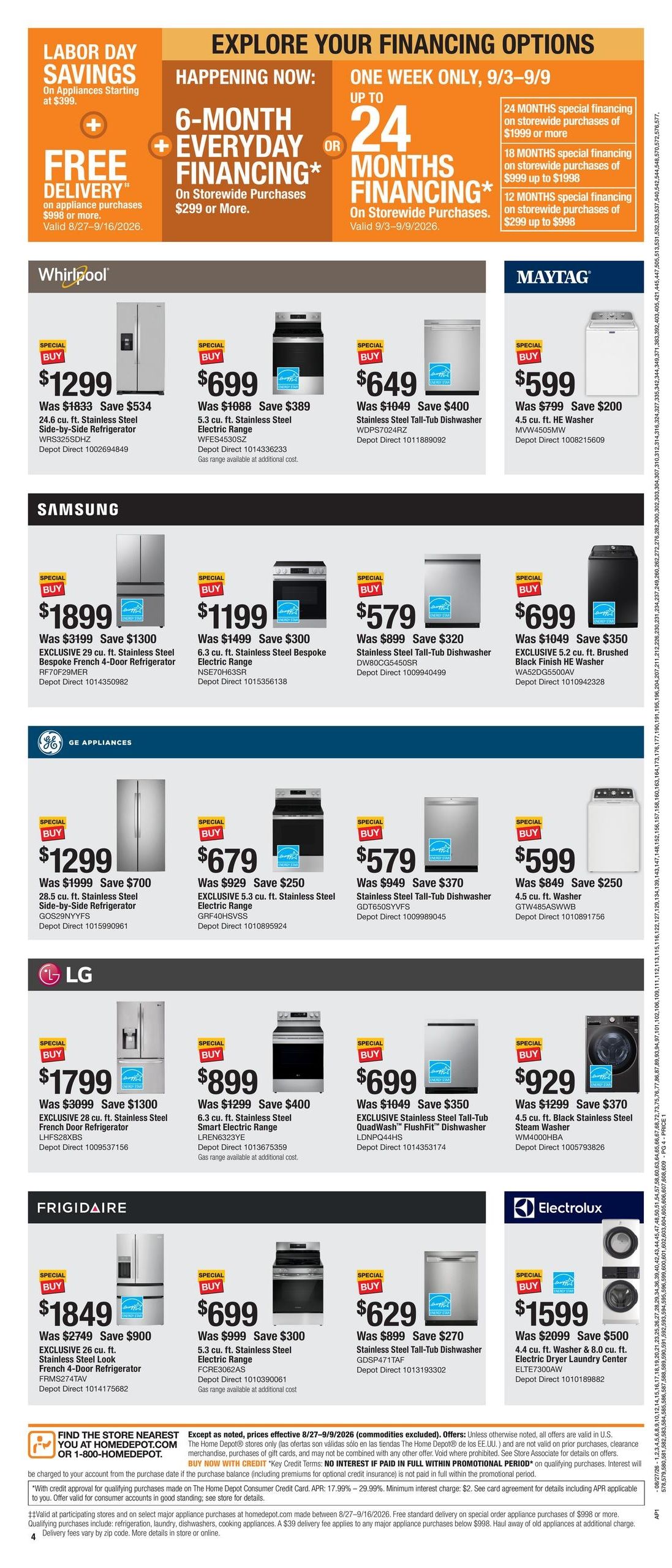 Home Depot (Eugene Area, OR) Labor Day Savings Weekly Ad August 27 - September 9, 2026