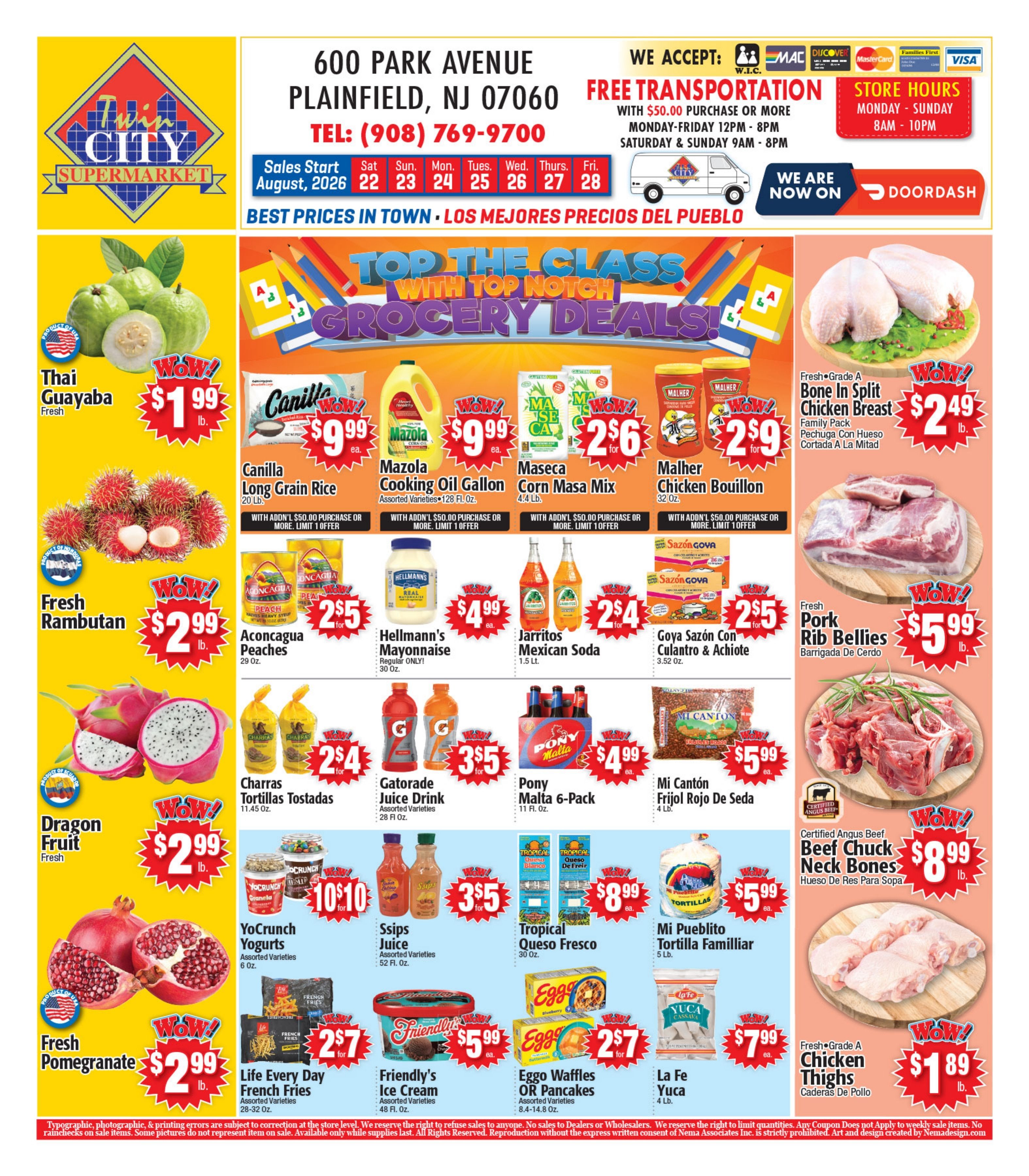 Twin City Supermarket (600 Park Avenue, Plainfield, NJ) Weekly Ad August 22 - 28, 2026