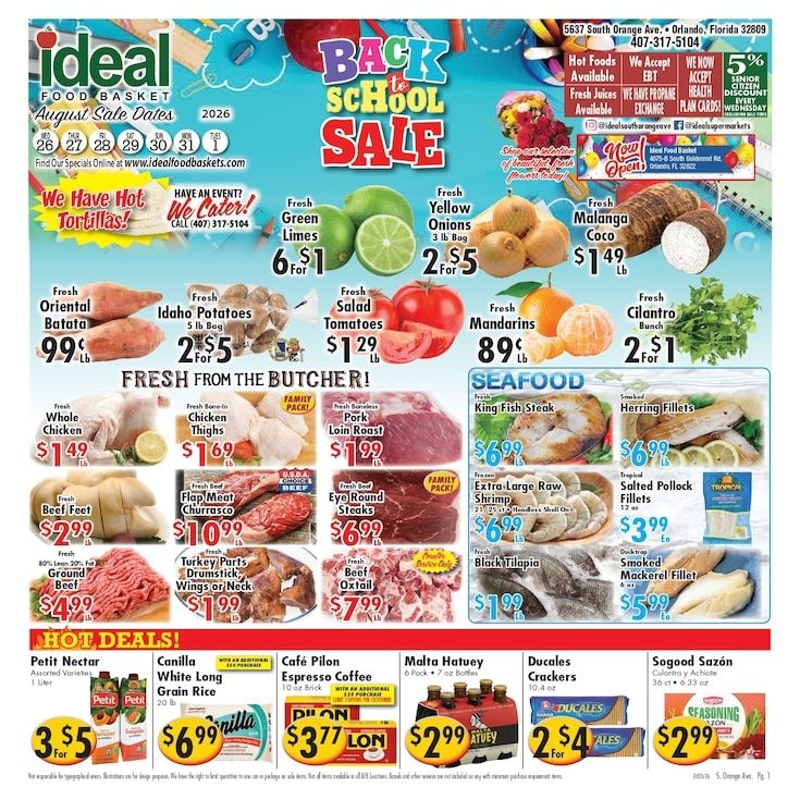 Ideal Food Basket (5637 South Orange Ave, Orlando, FL) Weekly Ad August 26 - September 1, 2026