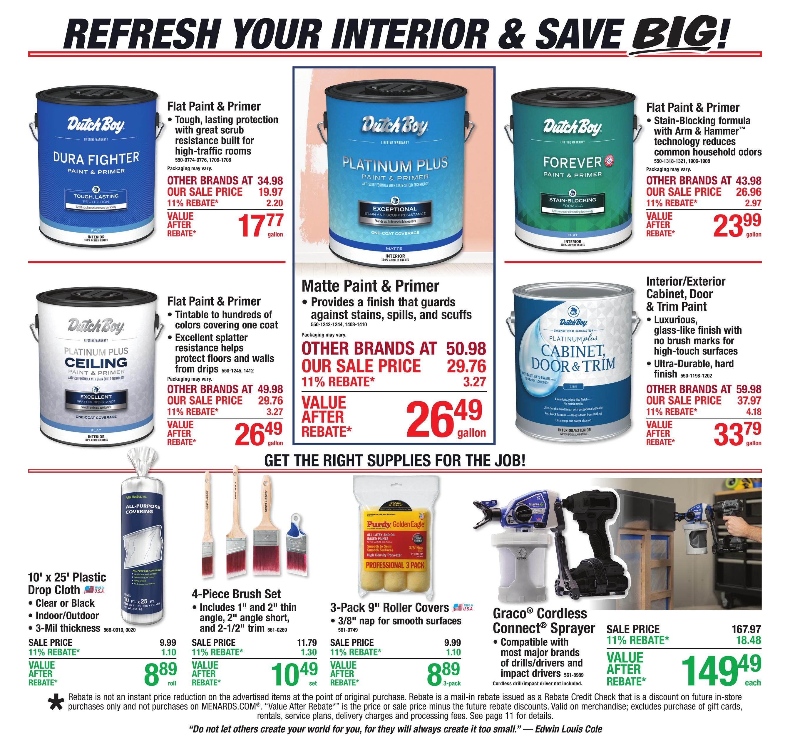 Menards (Spencer Area, IN) 11% Rebate Sale Weekly Ad August 27 - September 7, 2026