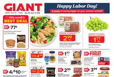 Giant Food Stores (Darby-Valley Forge Area, PA) Weekly Ad August 28 - September 10, 2026