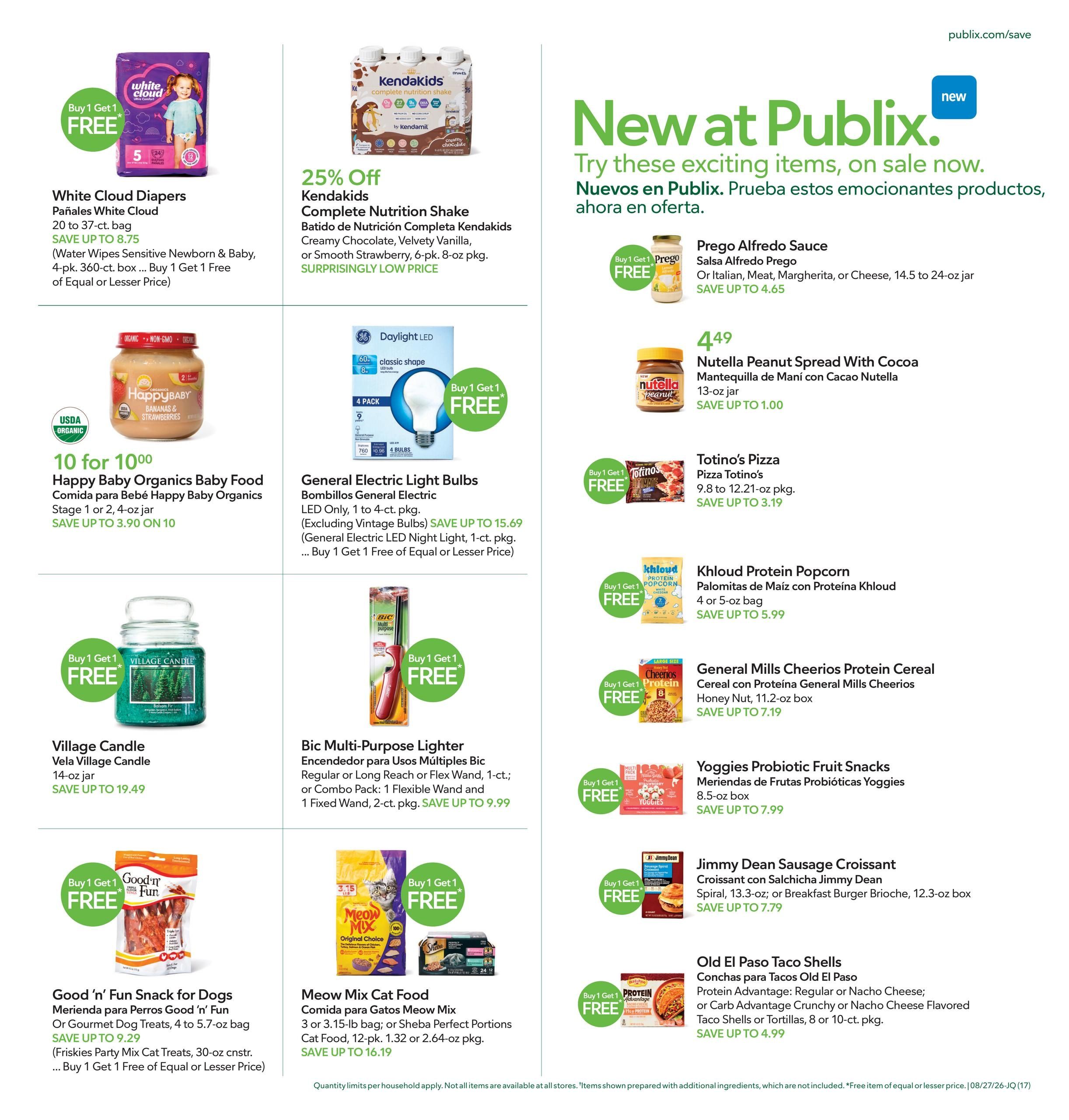 Publix (Saint Augustine–Jacksonville Area, FL–GA) Anuncio Semanal Español Weekly Ad August 27 - September 2, 2026