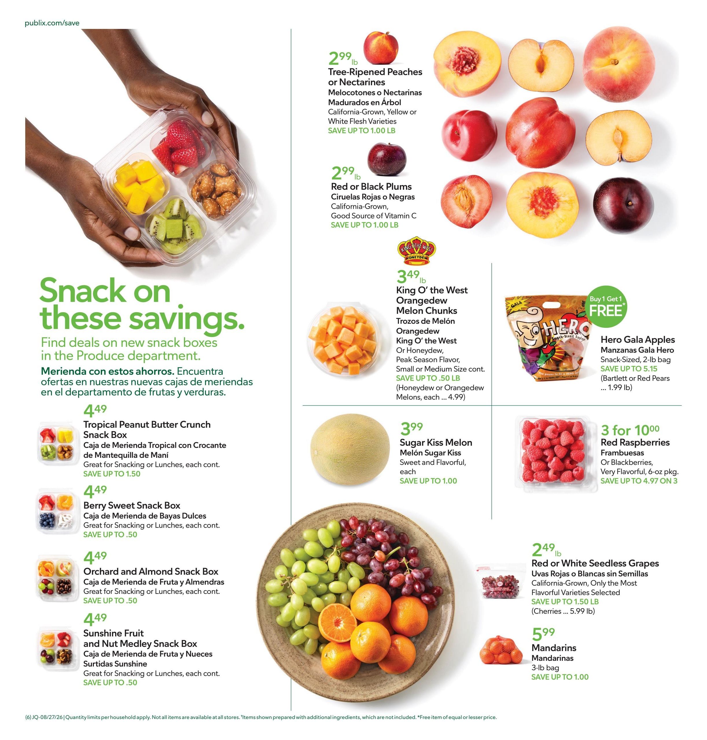 Publix (Saint Augustine–Jacksonville Area, FL–GA) Anuncio Semanal Español Weekly Ad August 27 - September 2, 2026