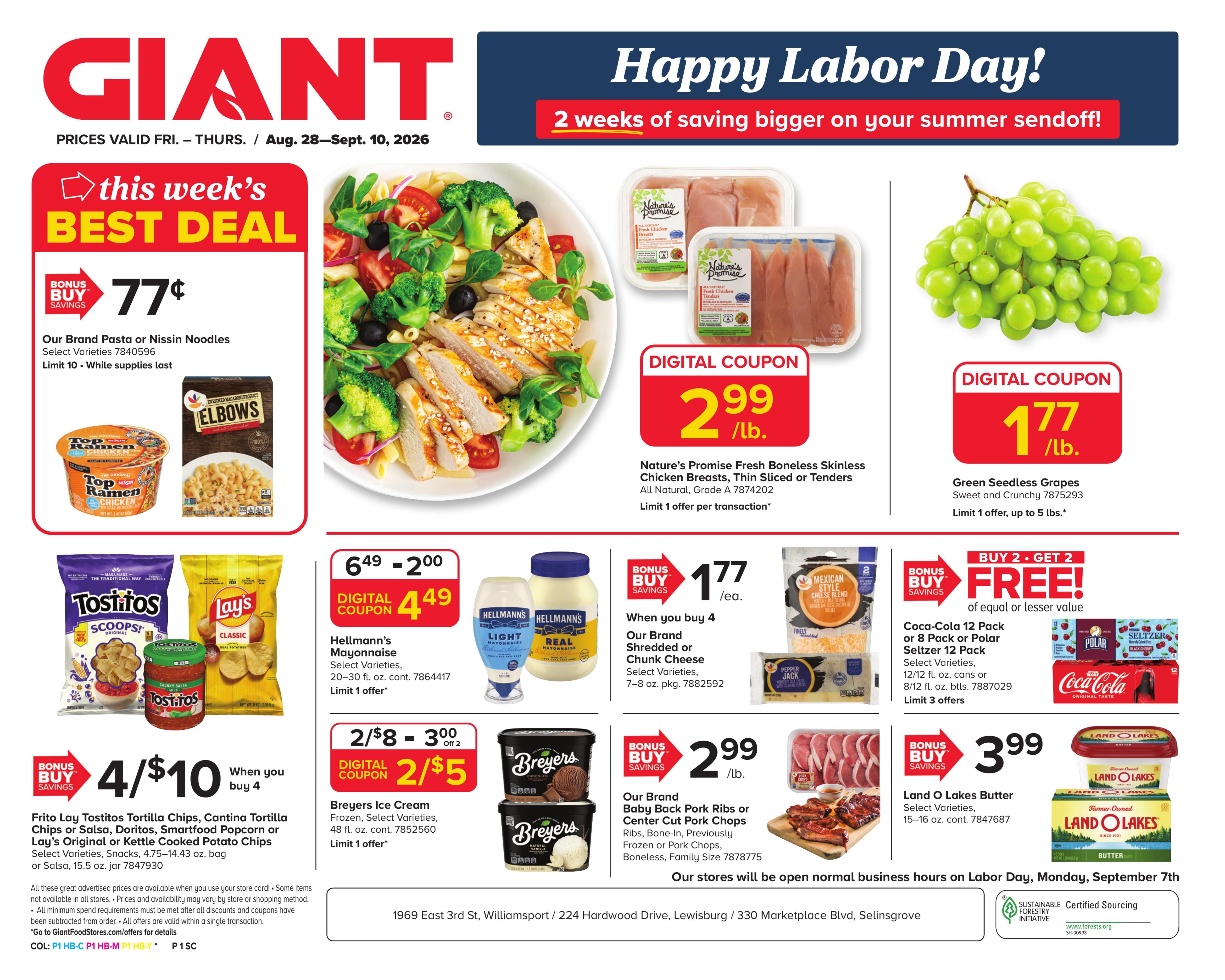 Giant Food Stores (Williamsport Area, PA) Weekly Ad August 28 - September 10, 2026