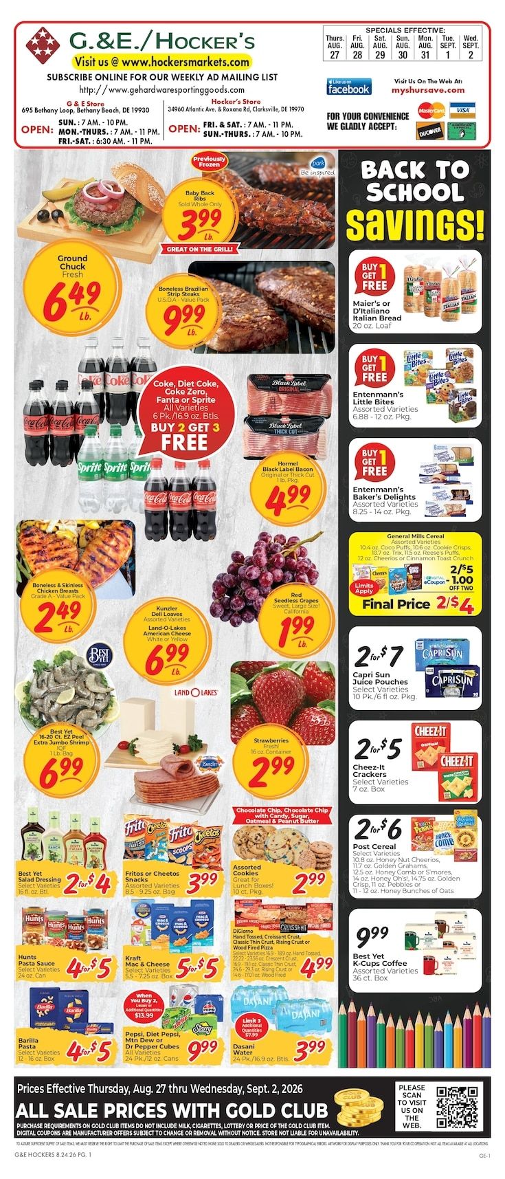 Hocker's Markets (Bethany Beach and Clarksville, DE) Weekly Ad August 27 - September 2, 2026
