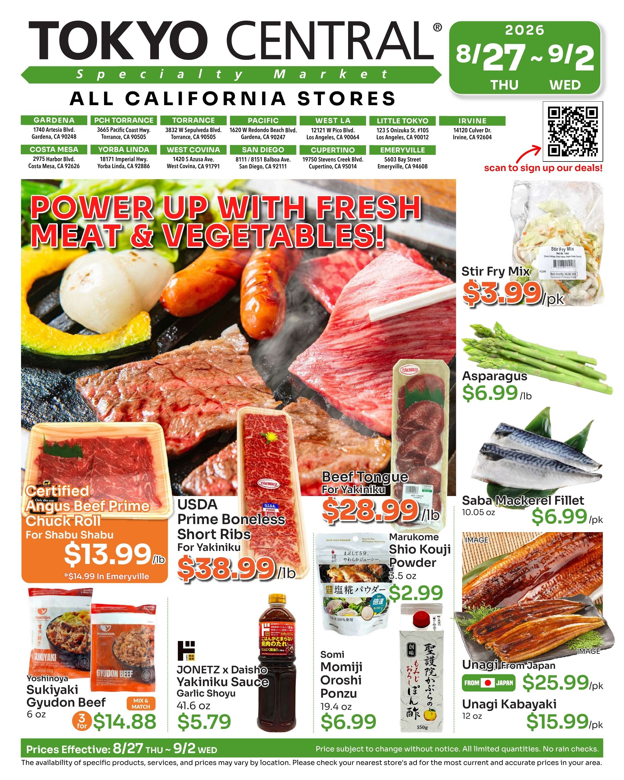 Tokyo Central and Marukai (California, Hawaii) Weekly Ad August 27 - September 2, 2026