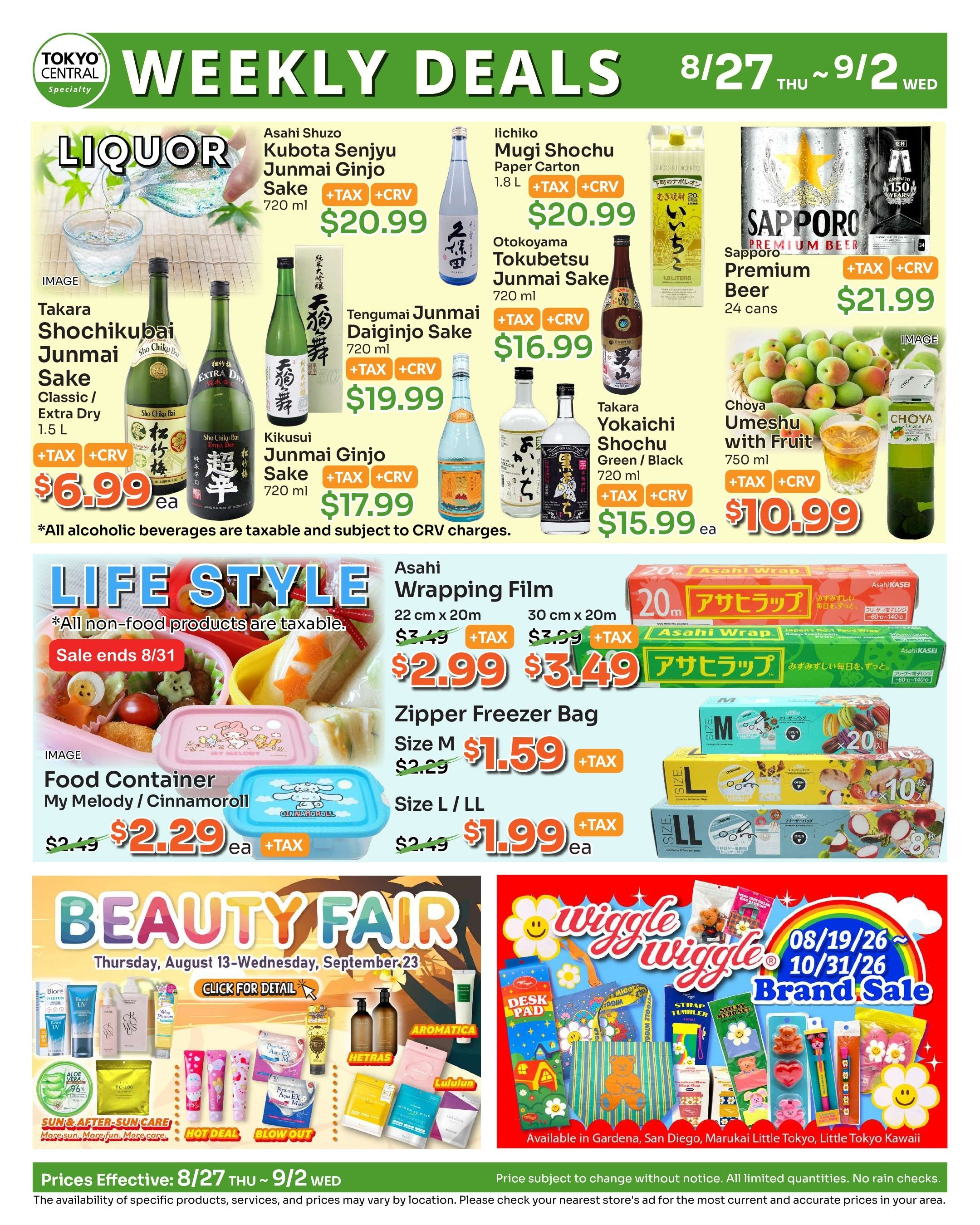Tokyo Central and Marukai (California, Hawaii) Weekly Ad August 27 - September 2, 2026