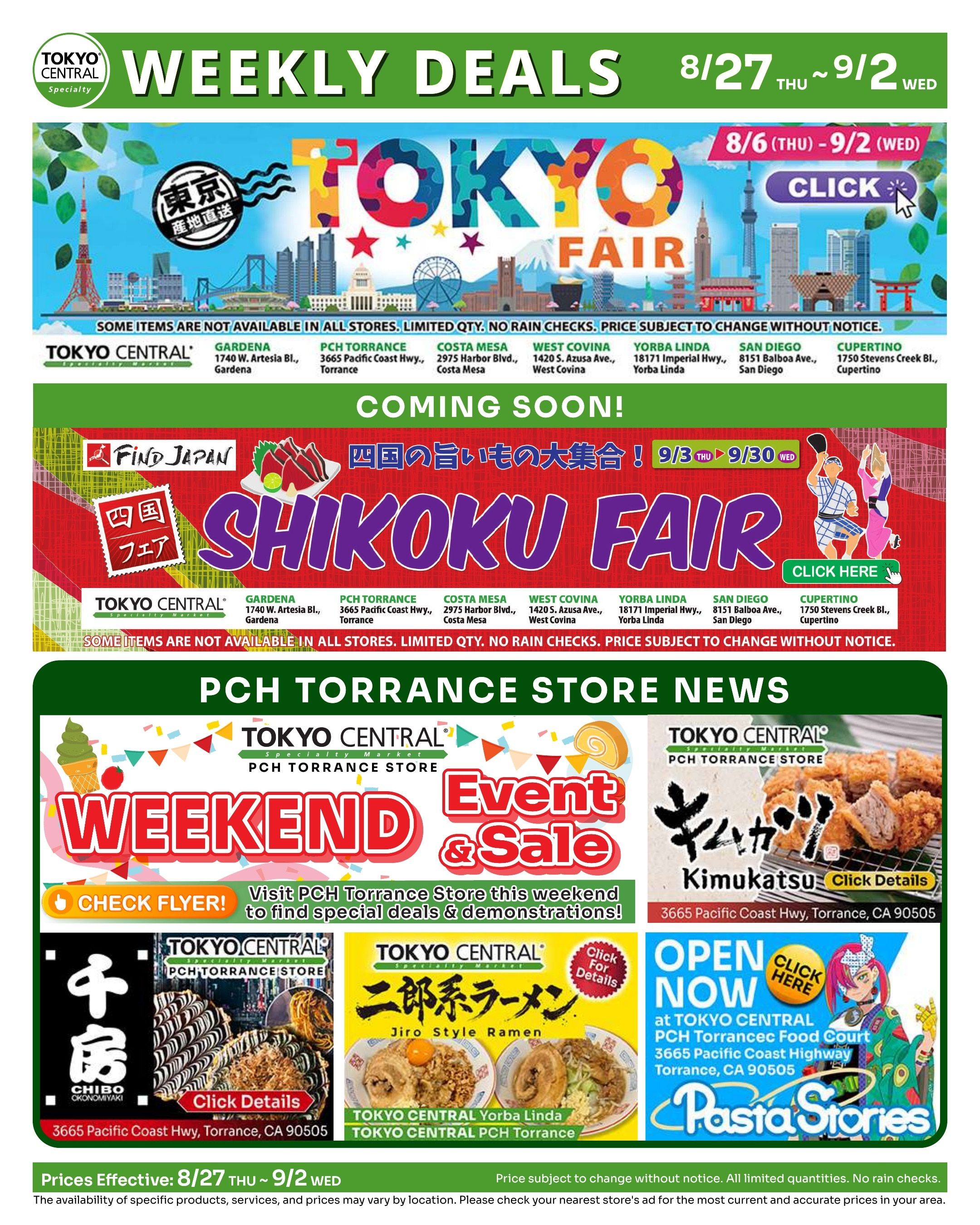 Tokyo Central and Marukai (California, Hawaii) Weekly Ad August 27 - September 2, 2026