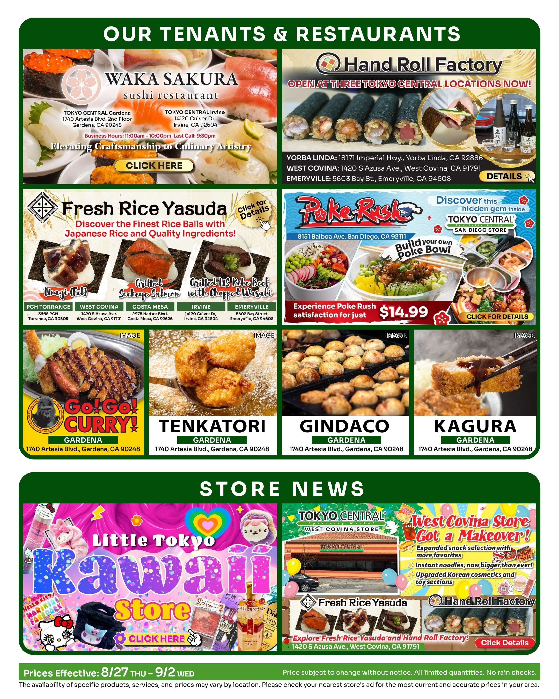Tokyo Central and Marukai (California, Hawaii) Weekly Ad August 27 - September 2, 2026