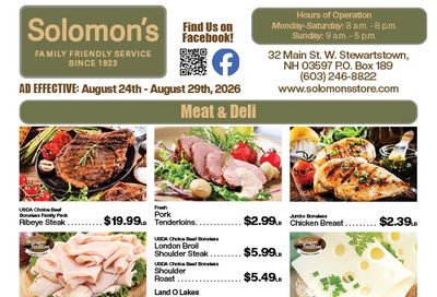 Solomon's Store Weekly Ad August 24 - 29, 2026