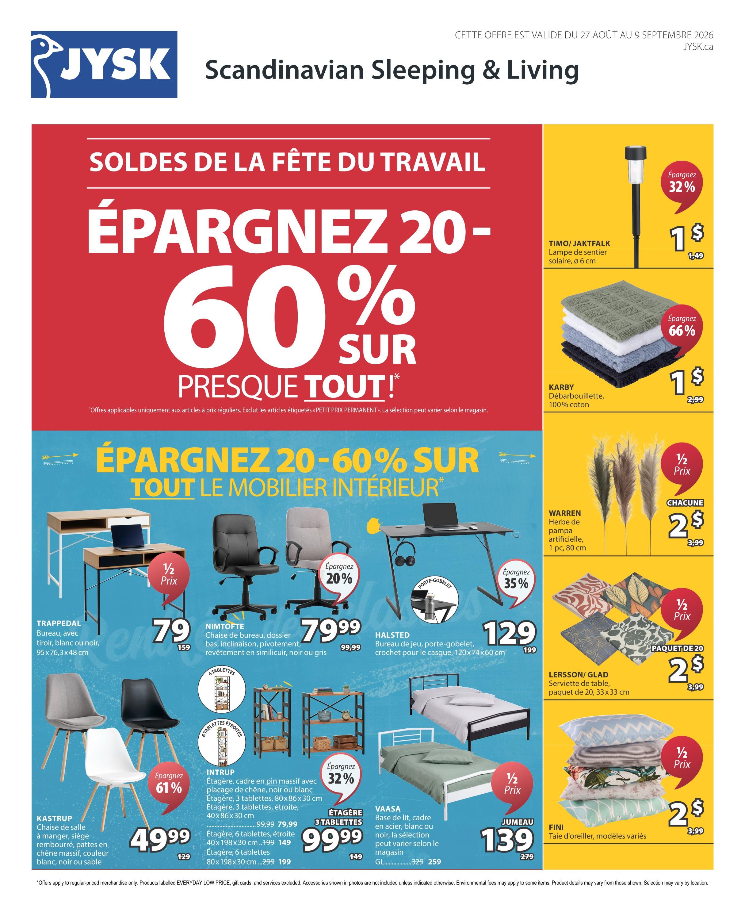 JYSK (QC) Flyer August 27 to September 9