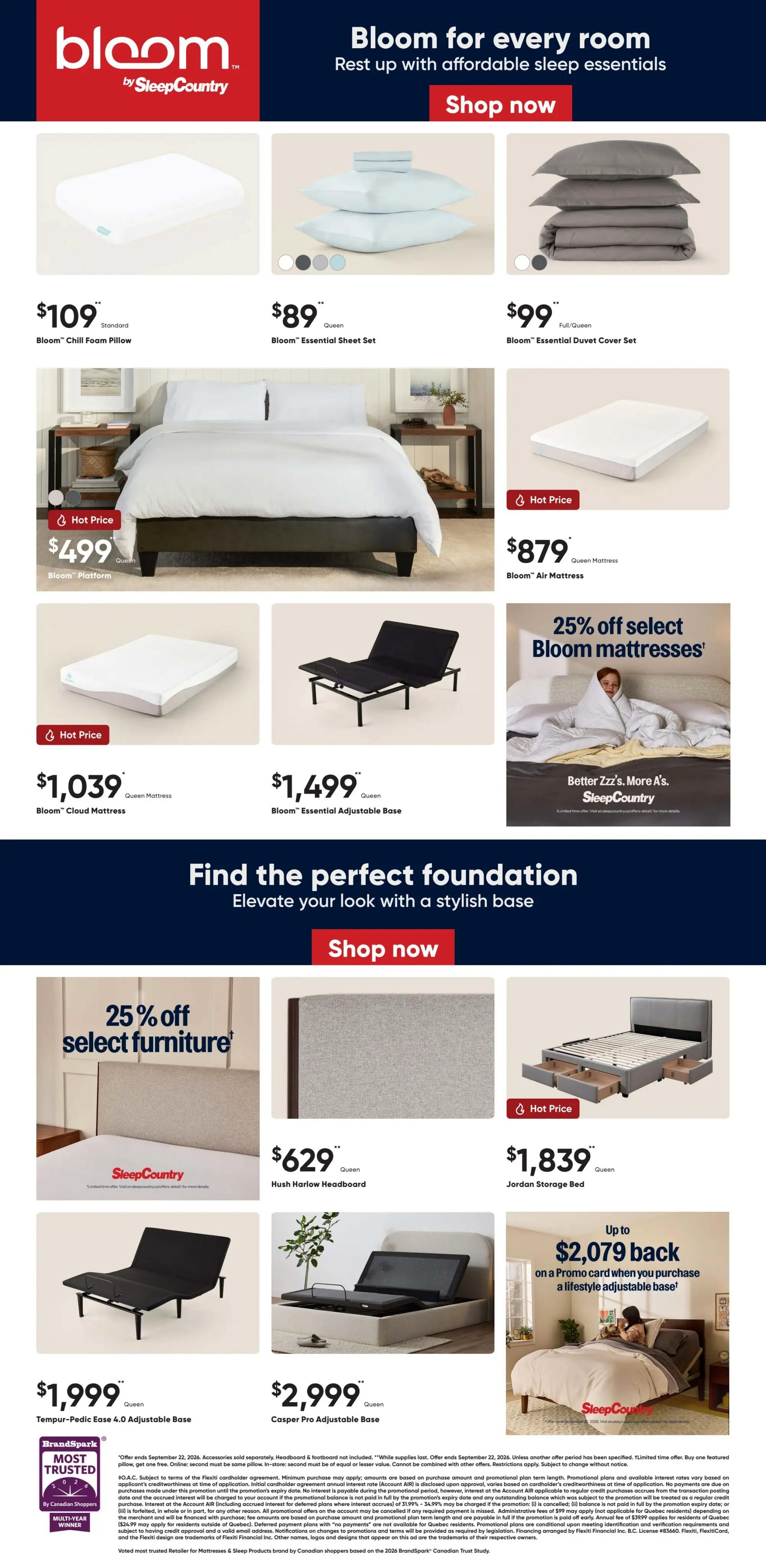 Sleep Country Flyer August 26 to September 1