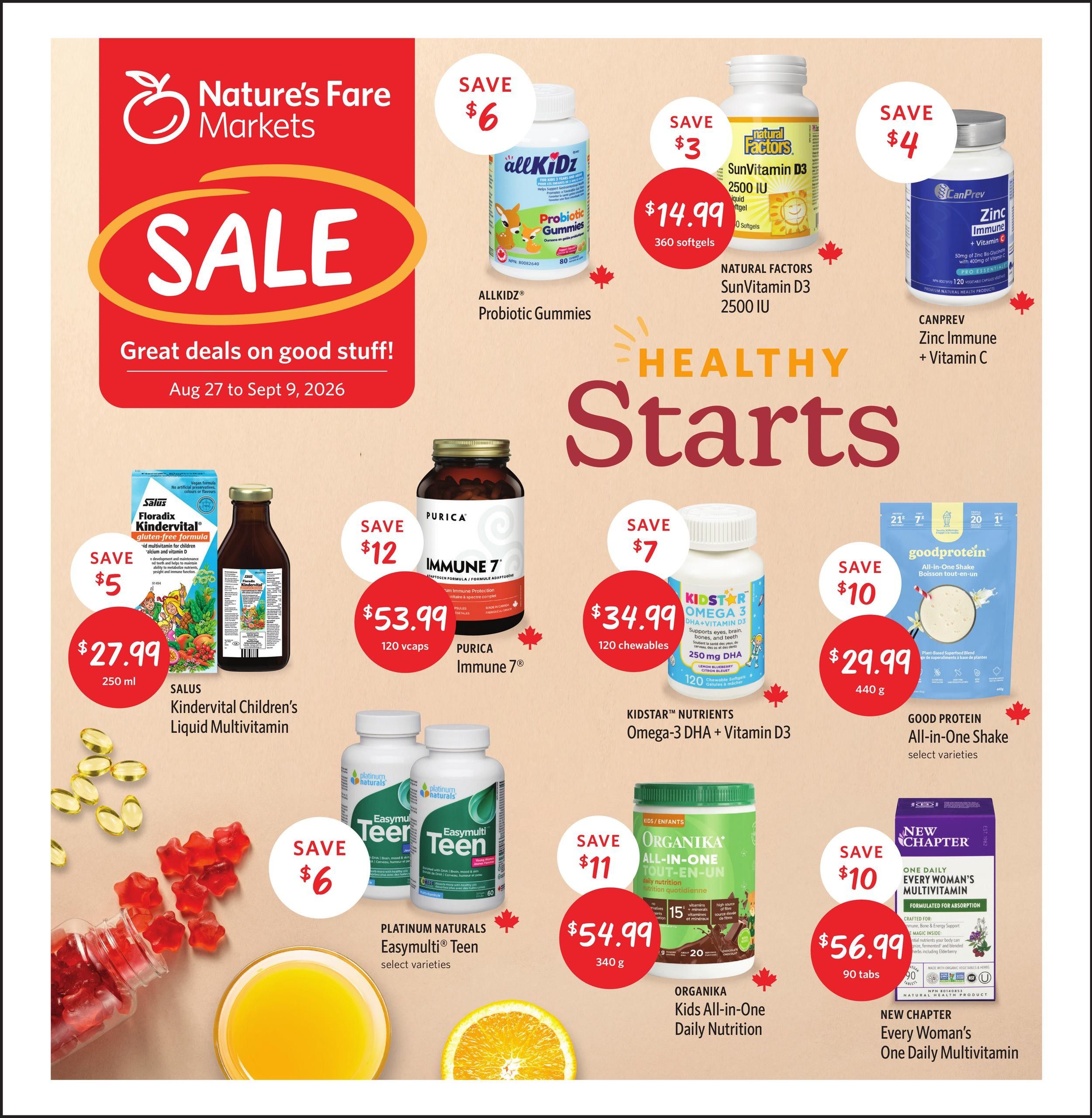 Nature's Fare Markets Flyer August 27 to September 9
