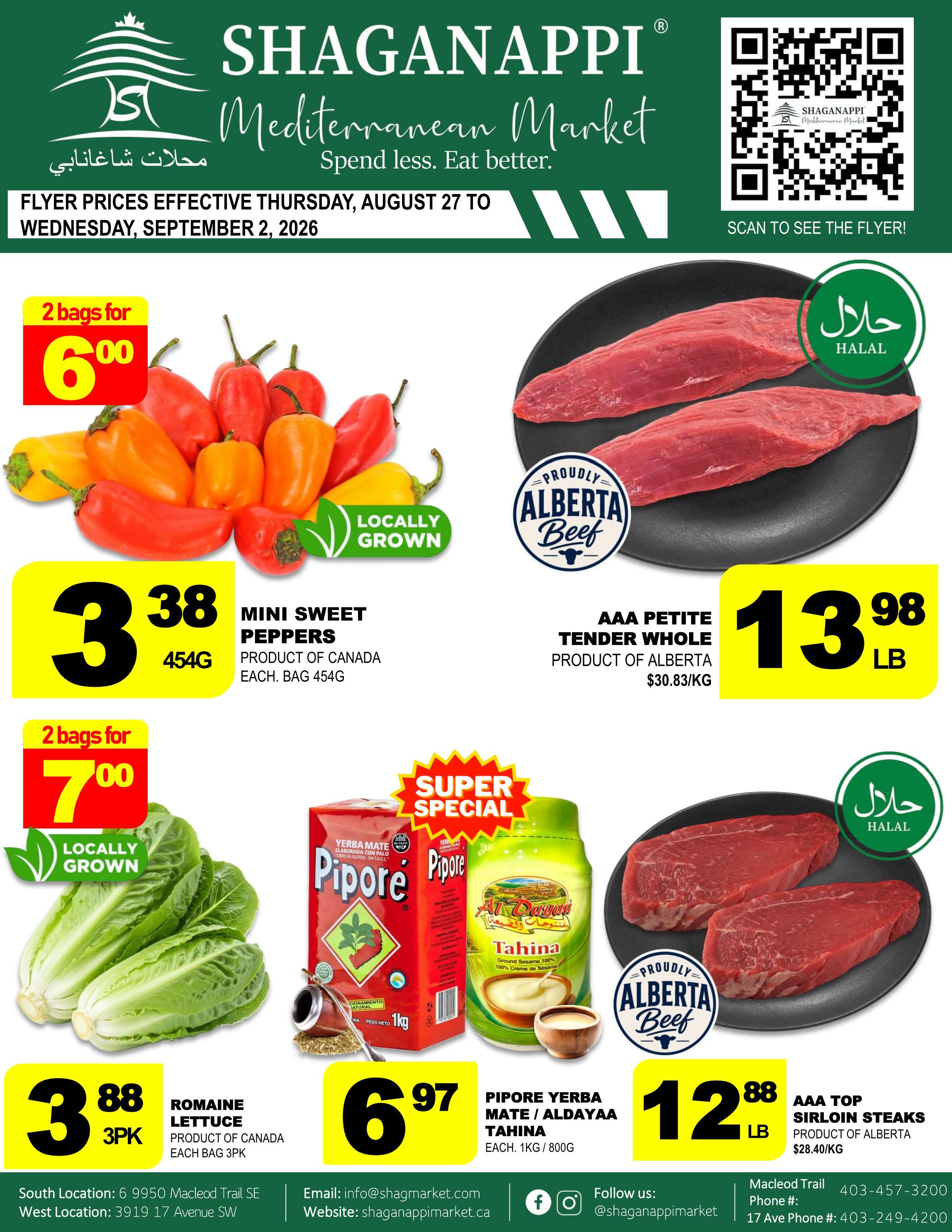 Shaganappi Mediterranean Market Flyer August 27 to September 2