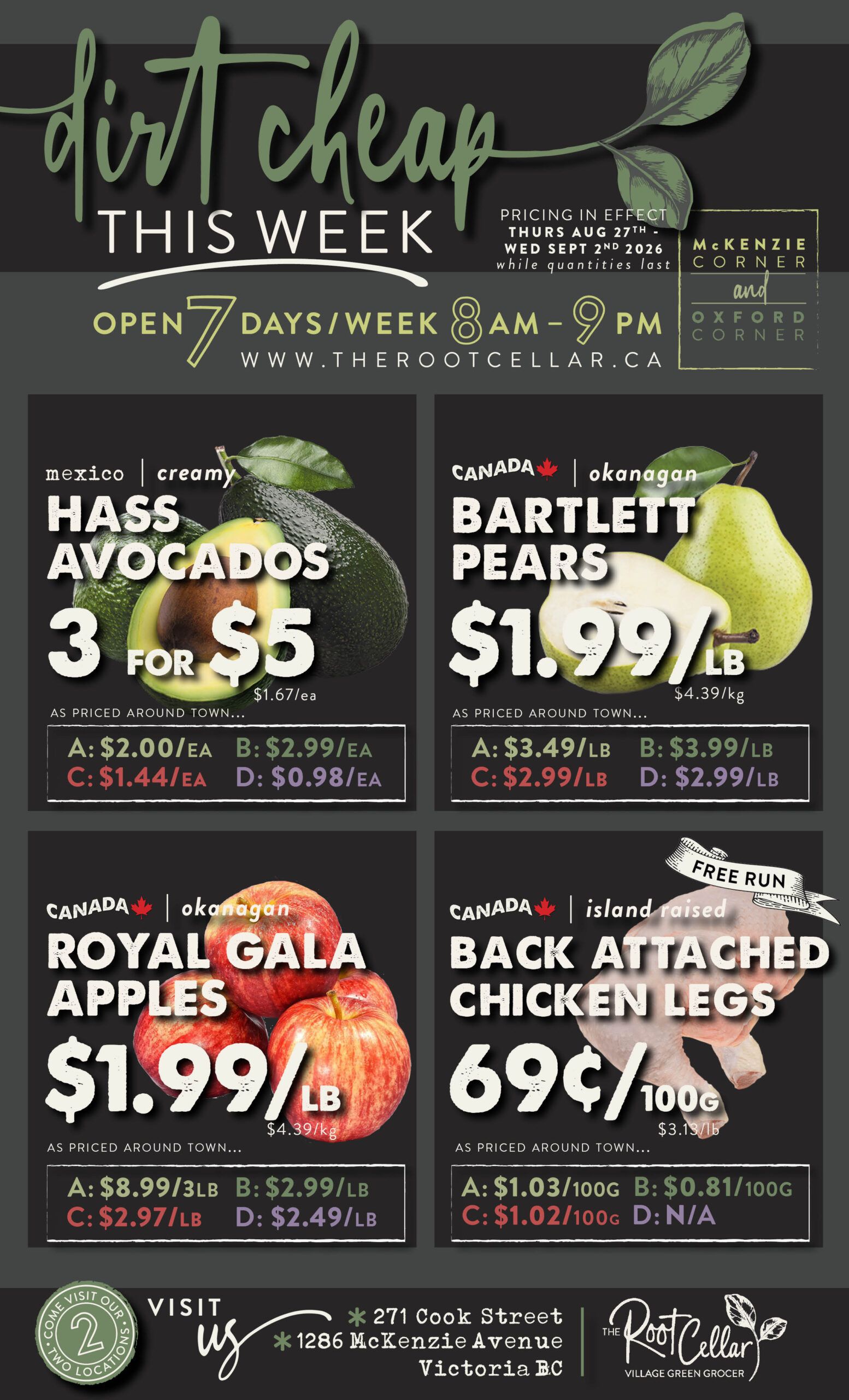 The Root Cellar Flyer August 27 to September 2