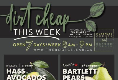 The Root Cellar Flyer August 27 to September 2