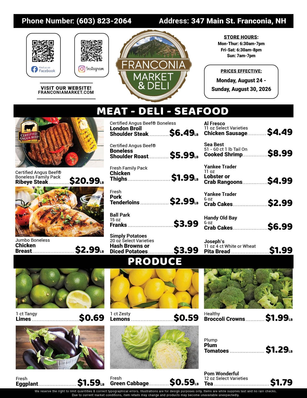 Franconia Market Weekly Ad August 24 - 30, 2026