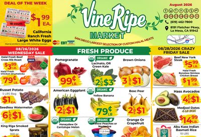 Vine Ripe (8191 Fletcher Parkway, La Mesa, CA) Weekly Ad August 25 - 31, 2026