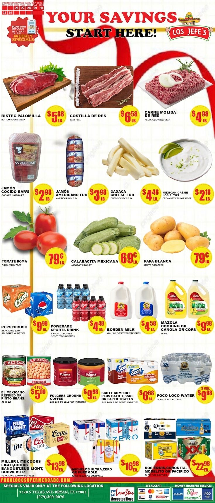 Poco Loco Supermercado (Bryan, TX) Weekly Ad August 26 - September 1, 2026