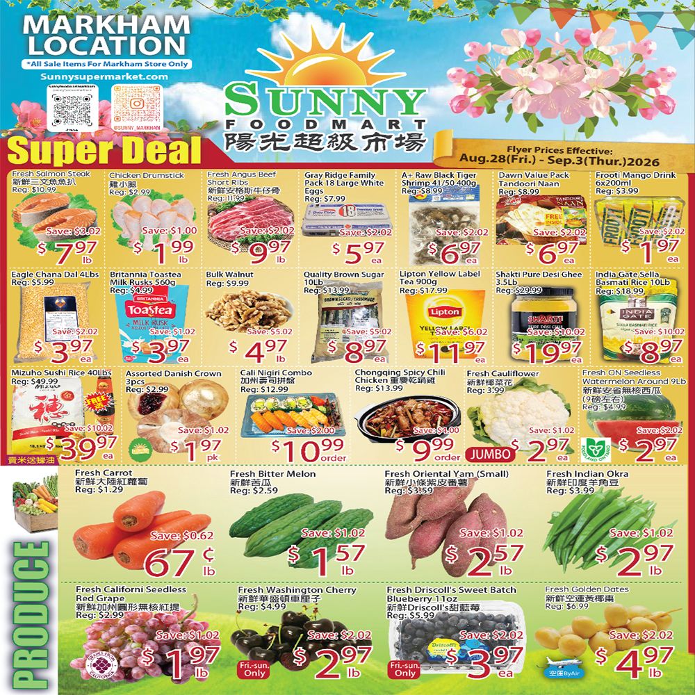 Sunny Foodmart (Markham) Flyer August 28 to September 3