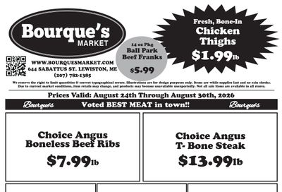 Bourque's Park and Shop Weekly Ad August 24 - 30, 2026