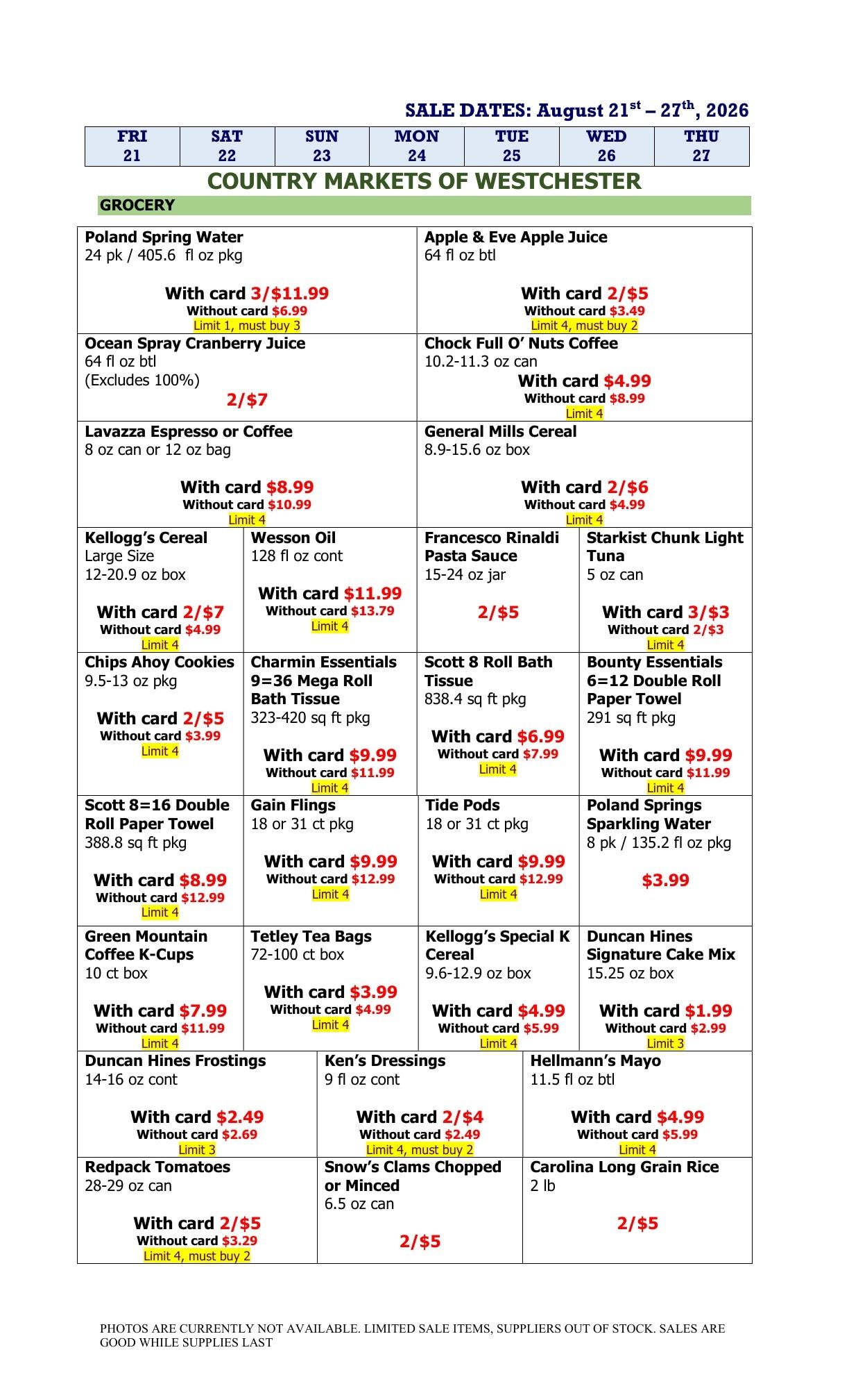 Country Markets of Westchester Weekly Ad August 21 - 27, 2026