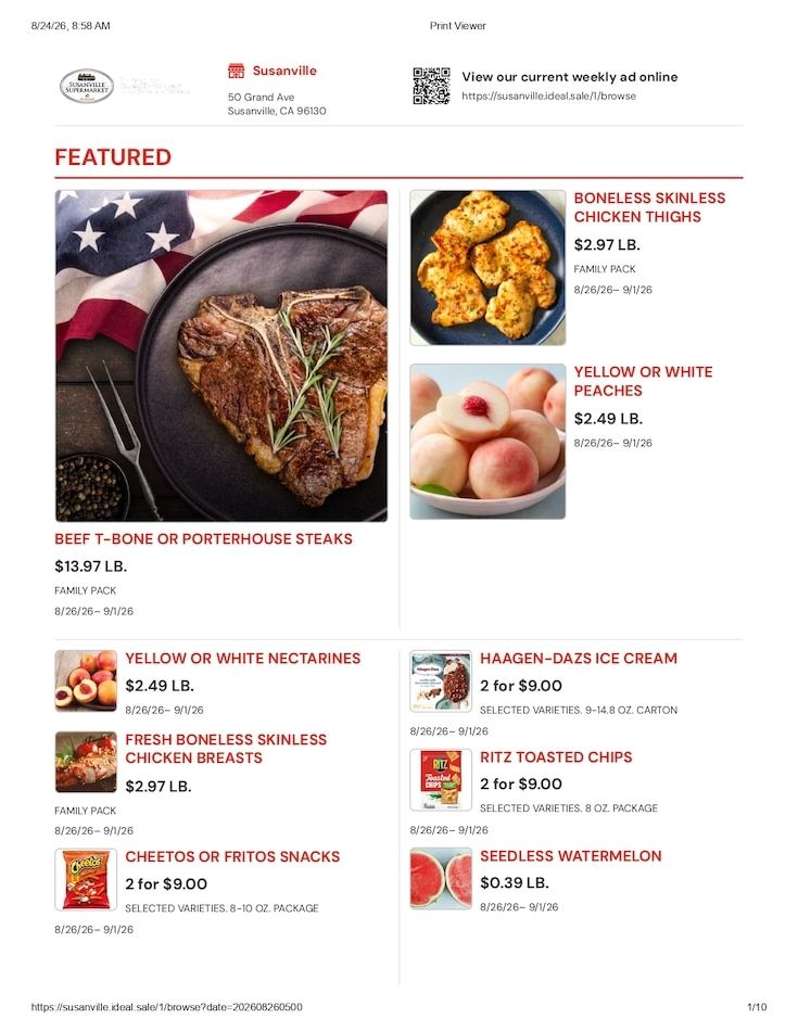 Susanville Supermarket IGA Weekly Ad August 26 - September 1, 2026