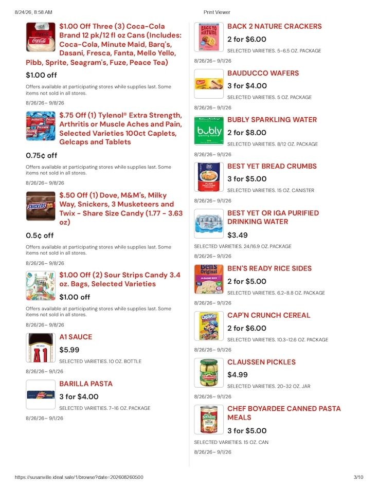 Susanville Supermarket IGA Weekly Ad August 26 - September 1, 2026