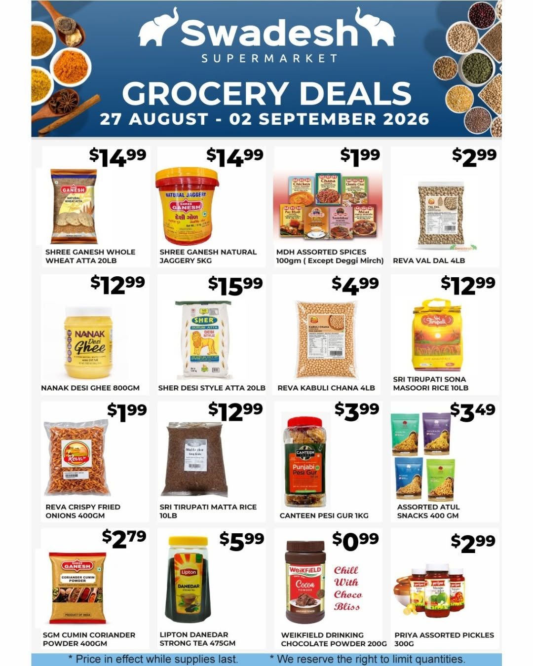 Swadesh Supermarket Flyer August 27 to September 2