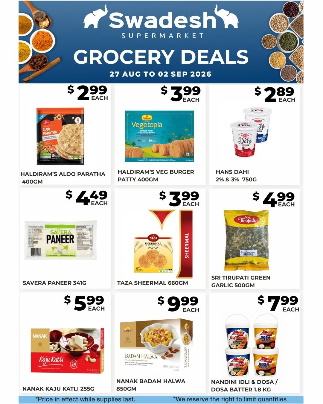 Swadesh Supermarket Flyer August 27 to September 2