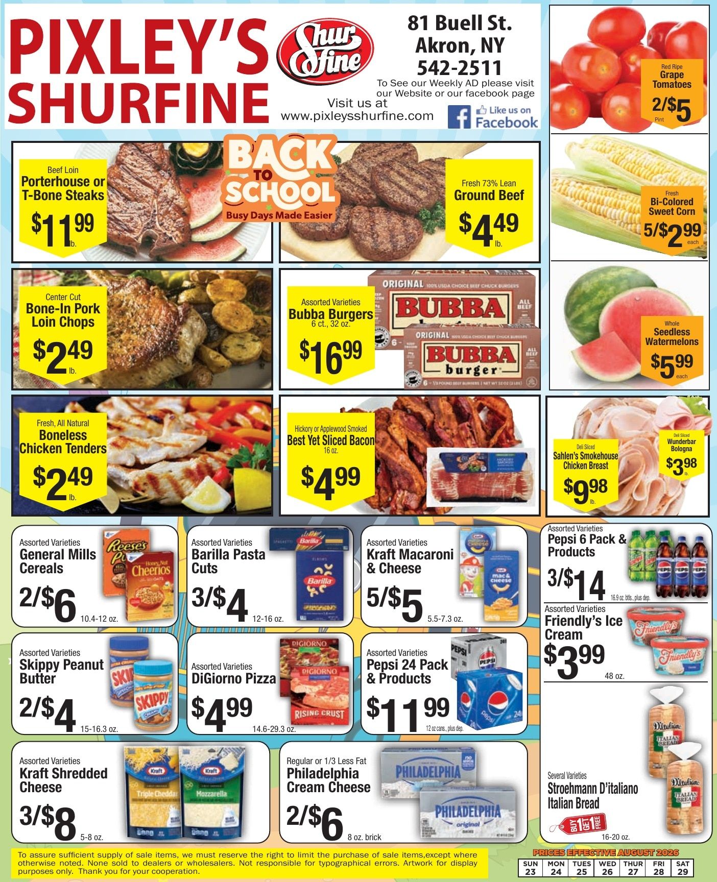 Pixley's Shurfine Food Mart Weekly Ad August 23 - 29, 2026