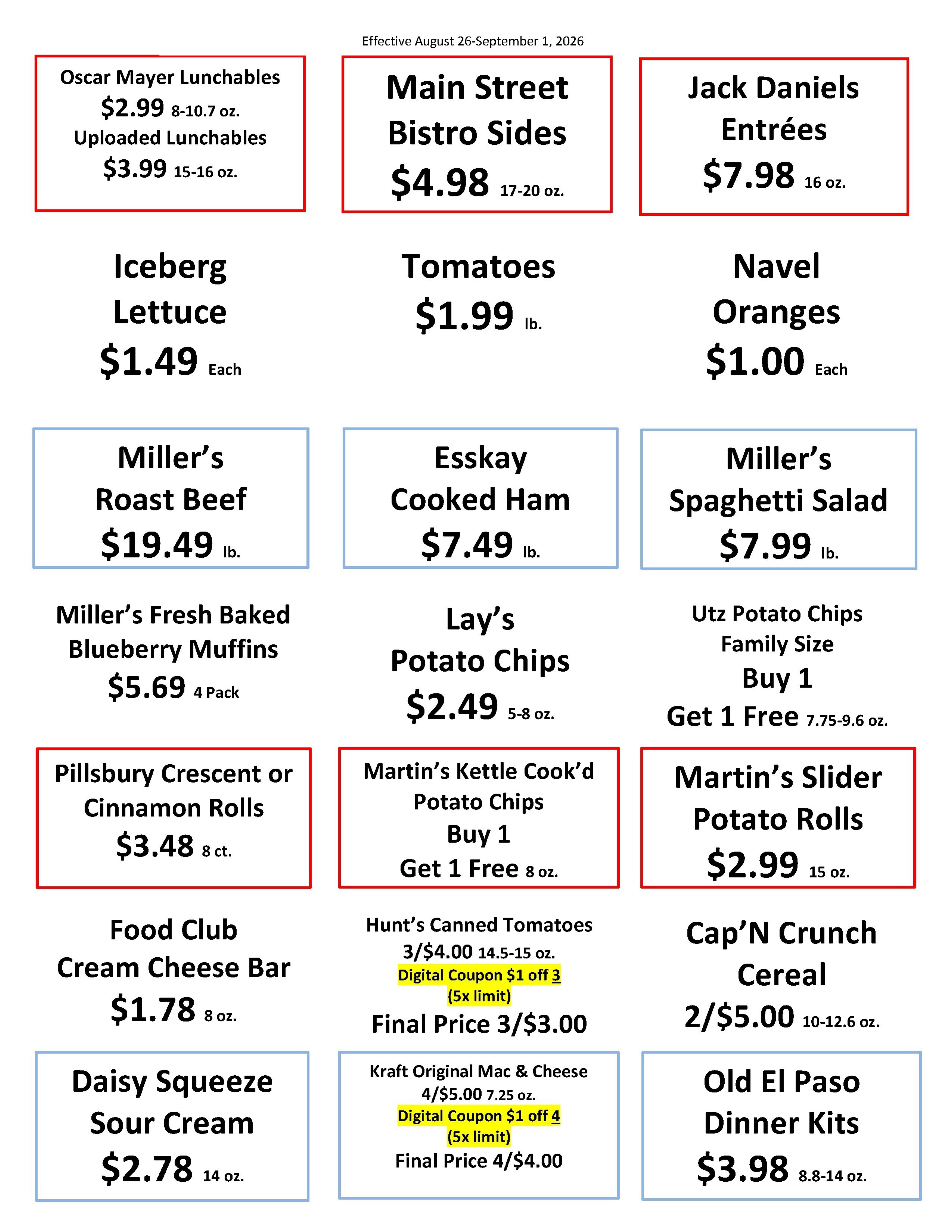 Miller's Food Market Weekly Ad August 26 - September 1, 2026