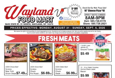 Wayland Food Mart (Wayland, NY) Weekly Ad August 31 - September 6, 2026