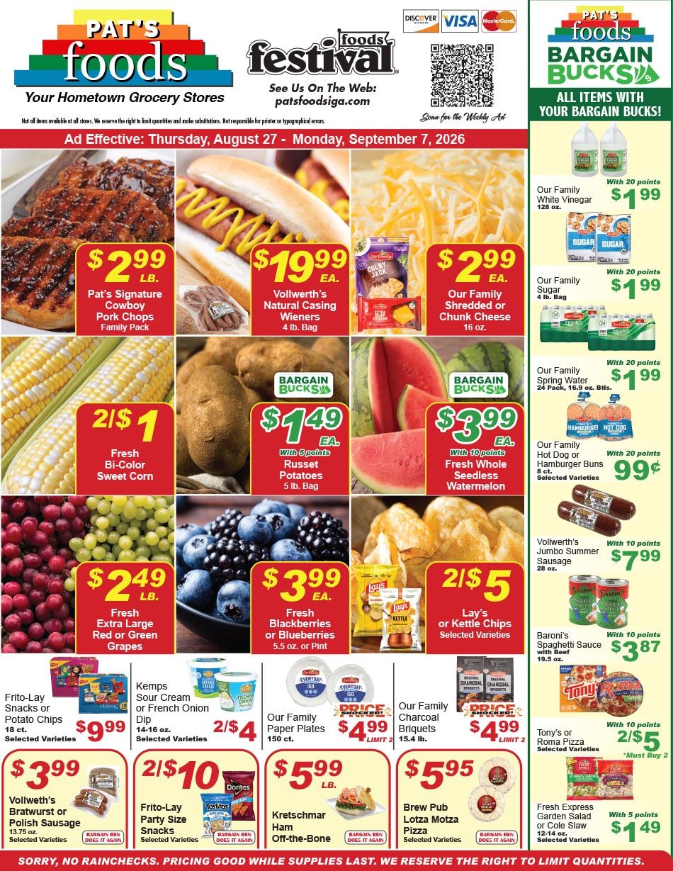 Pat's Foods Weekly Ad August 27 - September 7, 2026