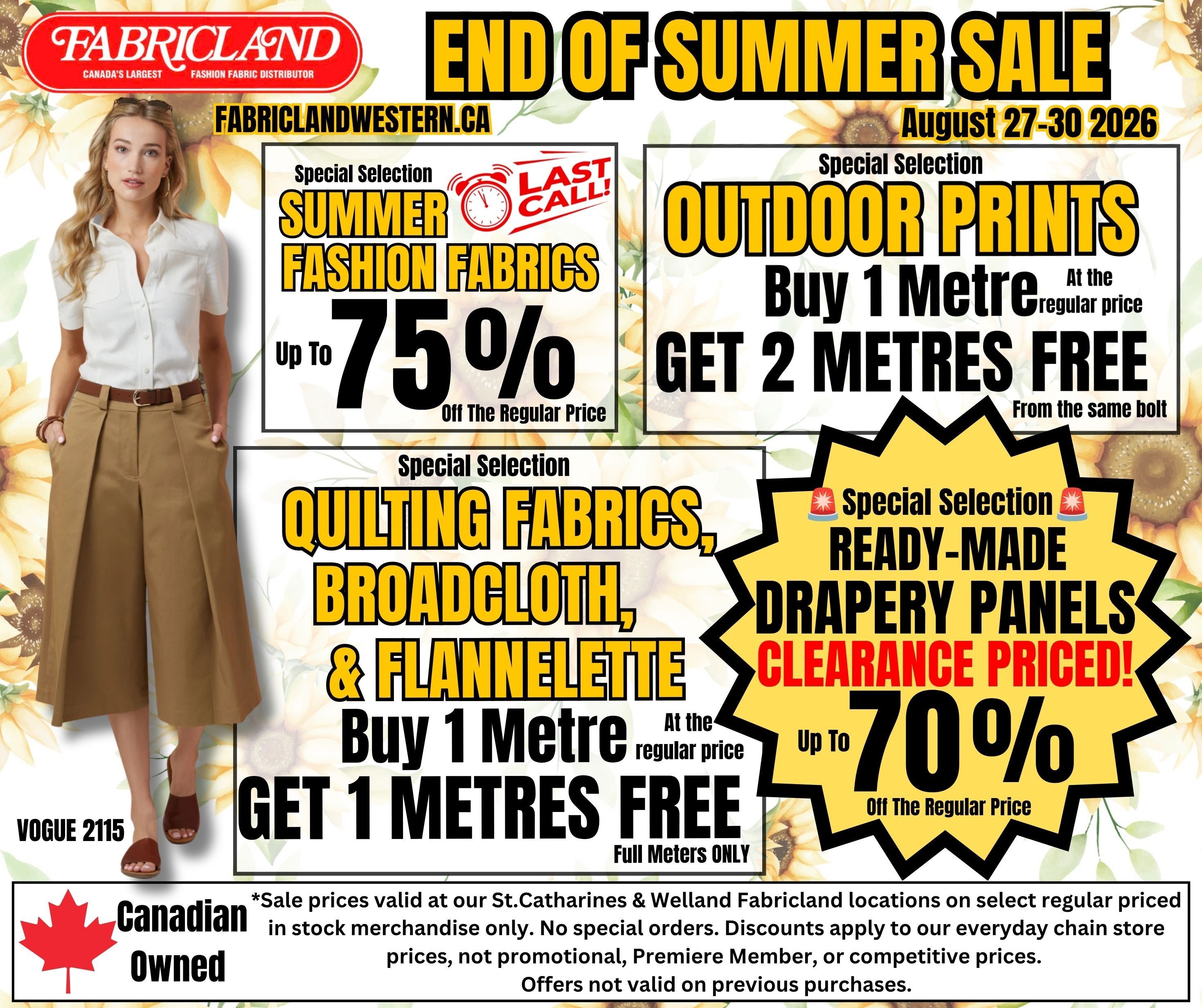 Fabricland (St. Catharines, Welland) Flyer August 27 to 30