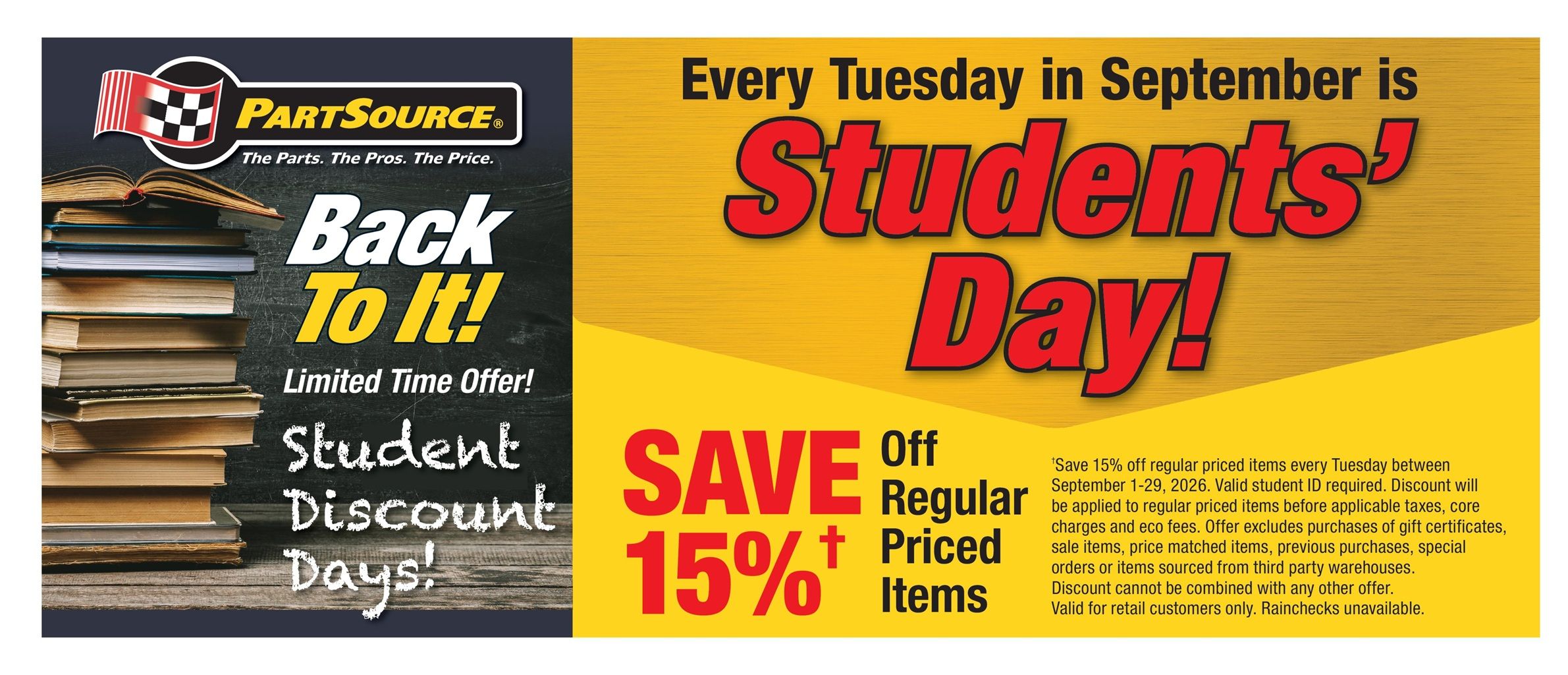 PartSource Flyer August 28 to September 9
