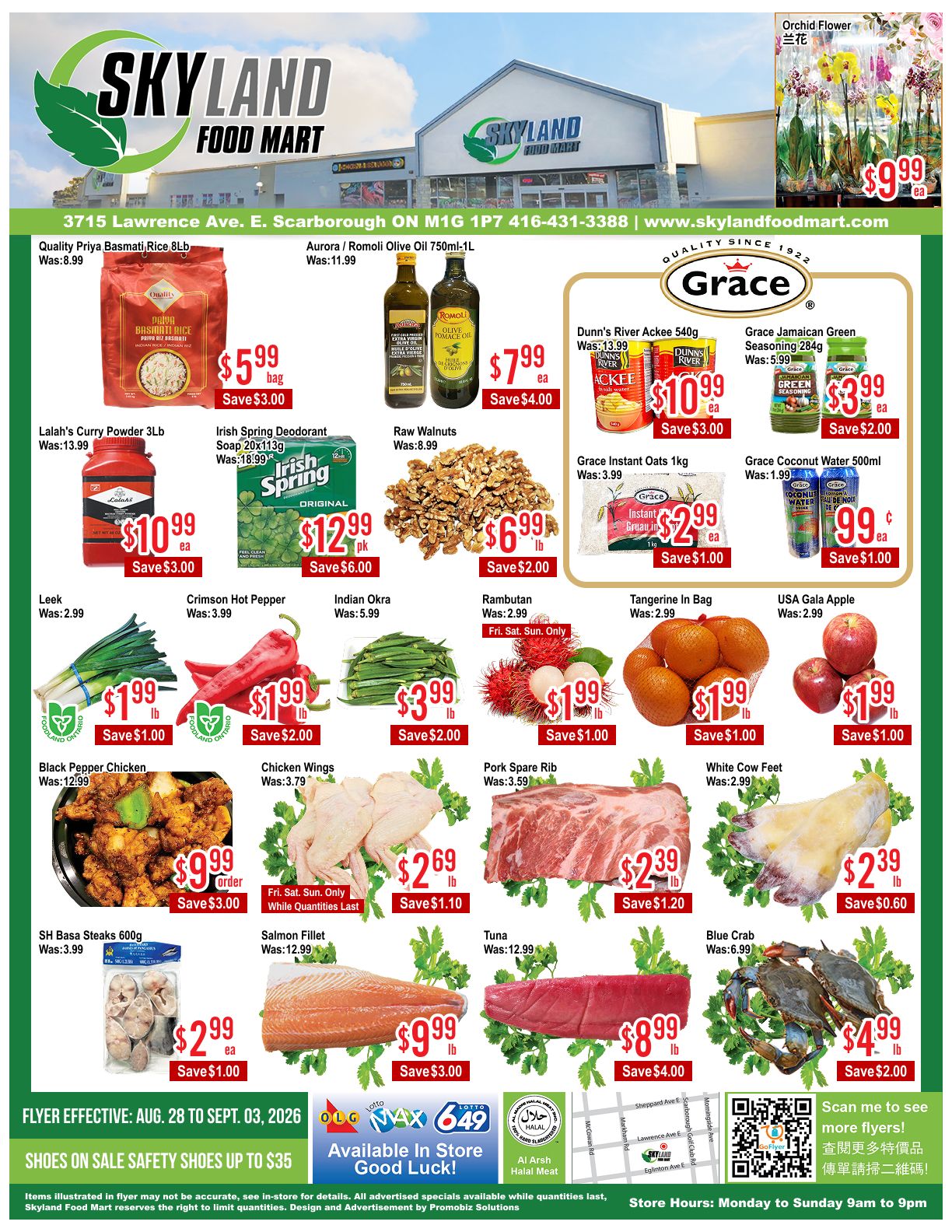 Skyland Food Mart Flyer August 28 to September 3