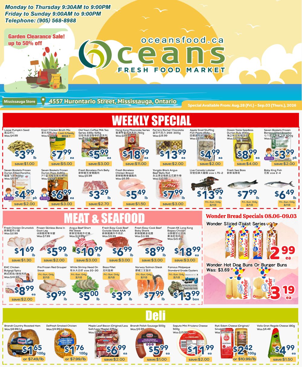Oceans Fresh Food Market (Mississauga) Flyer August 28 to September 3
