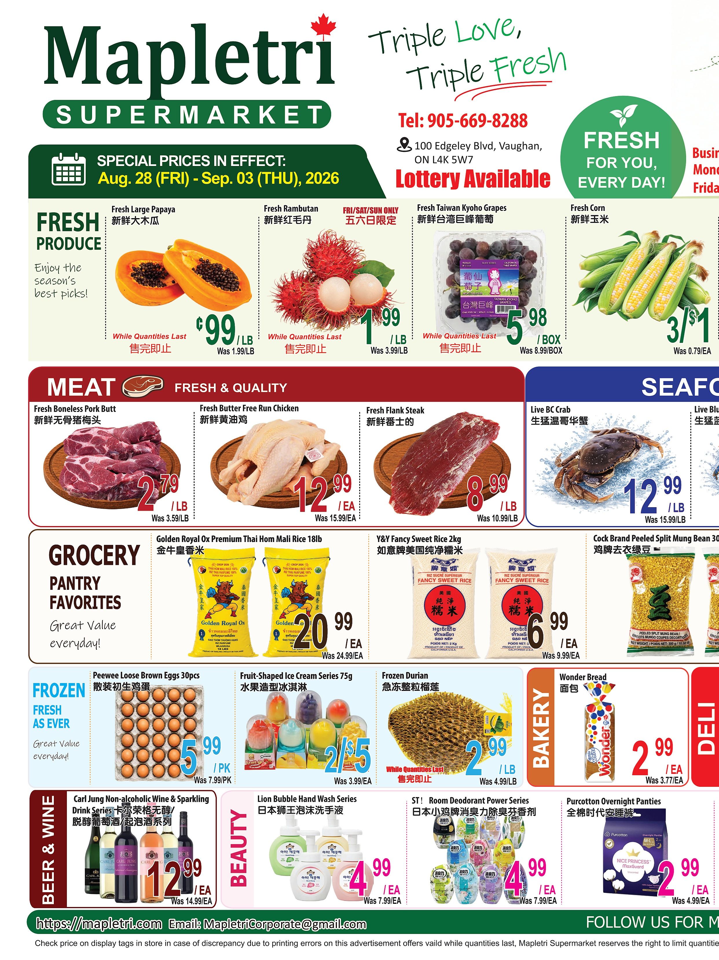 Mapletri Supermarket Flyer August 28 to September 3